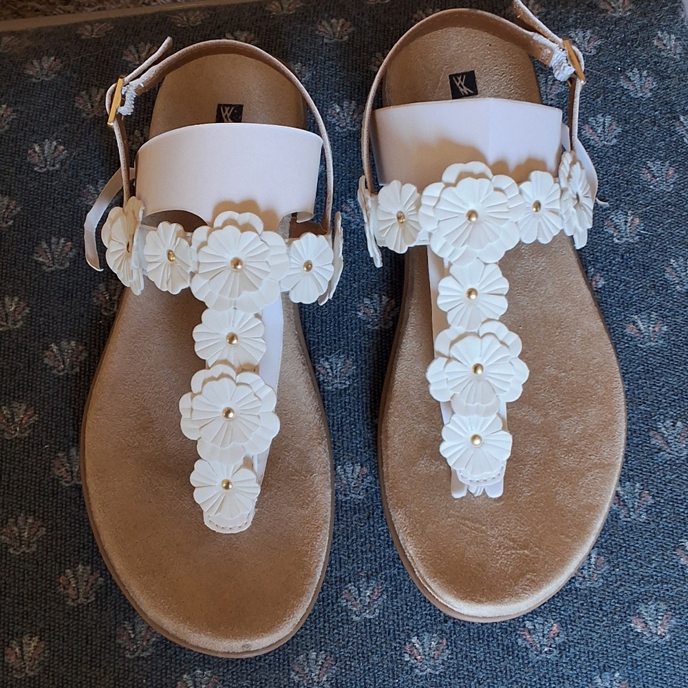 White floral sandals